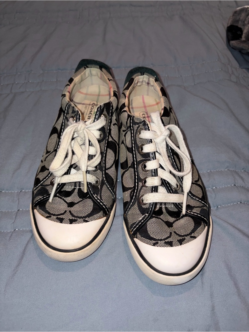 Coach Black & White Signature Canvas Lace-Up Sneakers